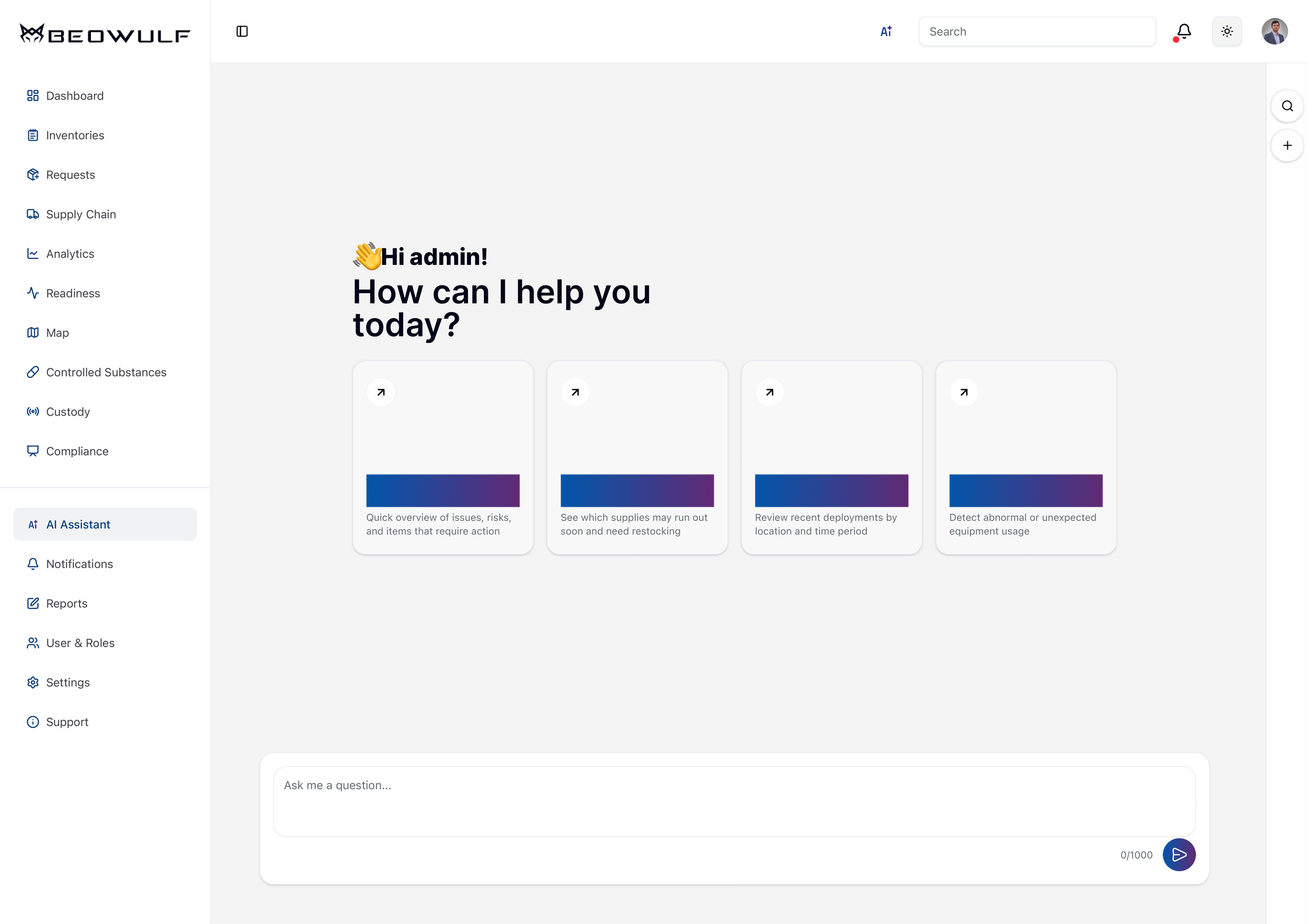 Beowulf AI Assistant — natural language queries on live ops data